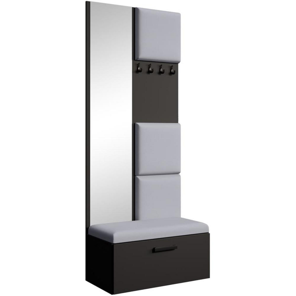 GARDEROBE Margaret III 81/203/43 mit gepolsterten Paneelen - Schwarz/Grau, Holzwerkstoff/Kunststoff (81/203/43cm) - Beautysofa