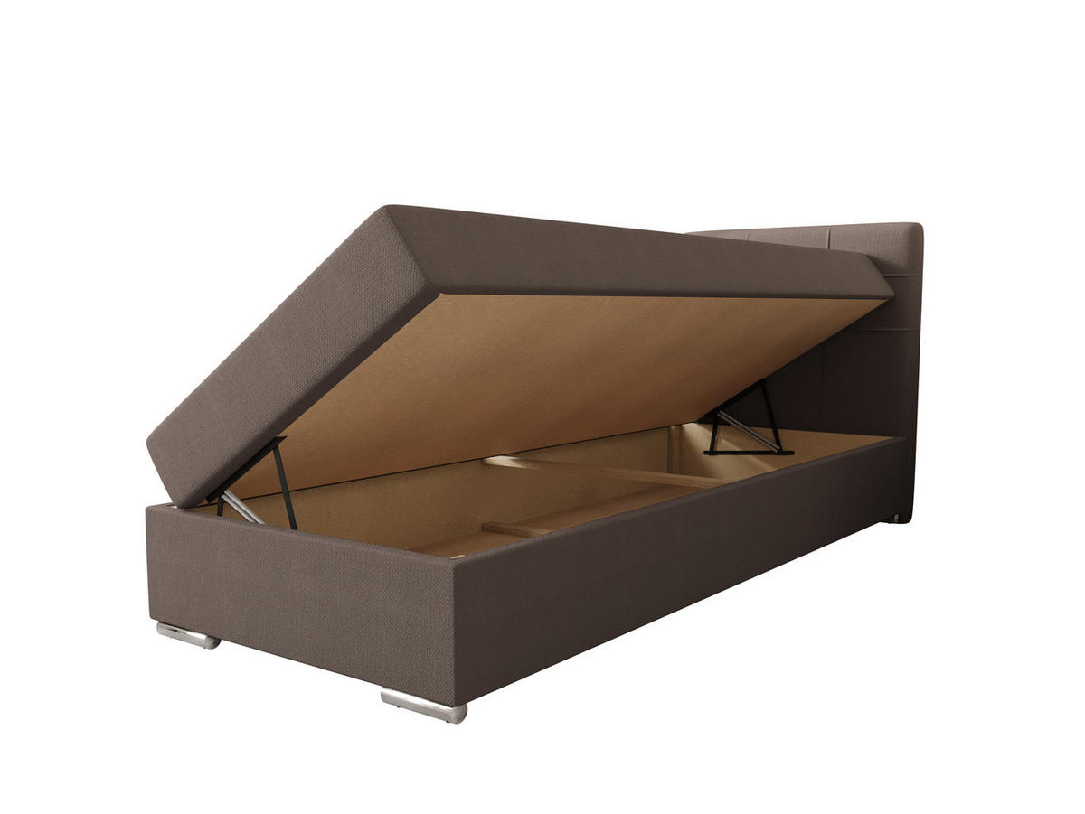 BOXBETT ZILANO 1 mit Matratze H3 und Topper 90x200 Cosmic 808 - Braun, Holz/Textil (90/200cm) - Bedante