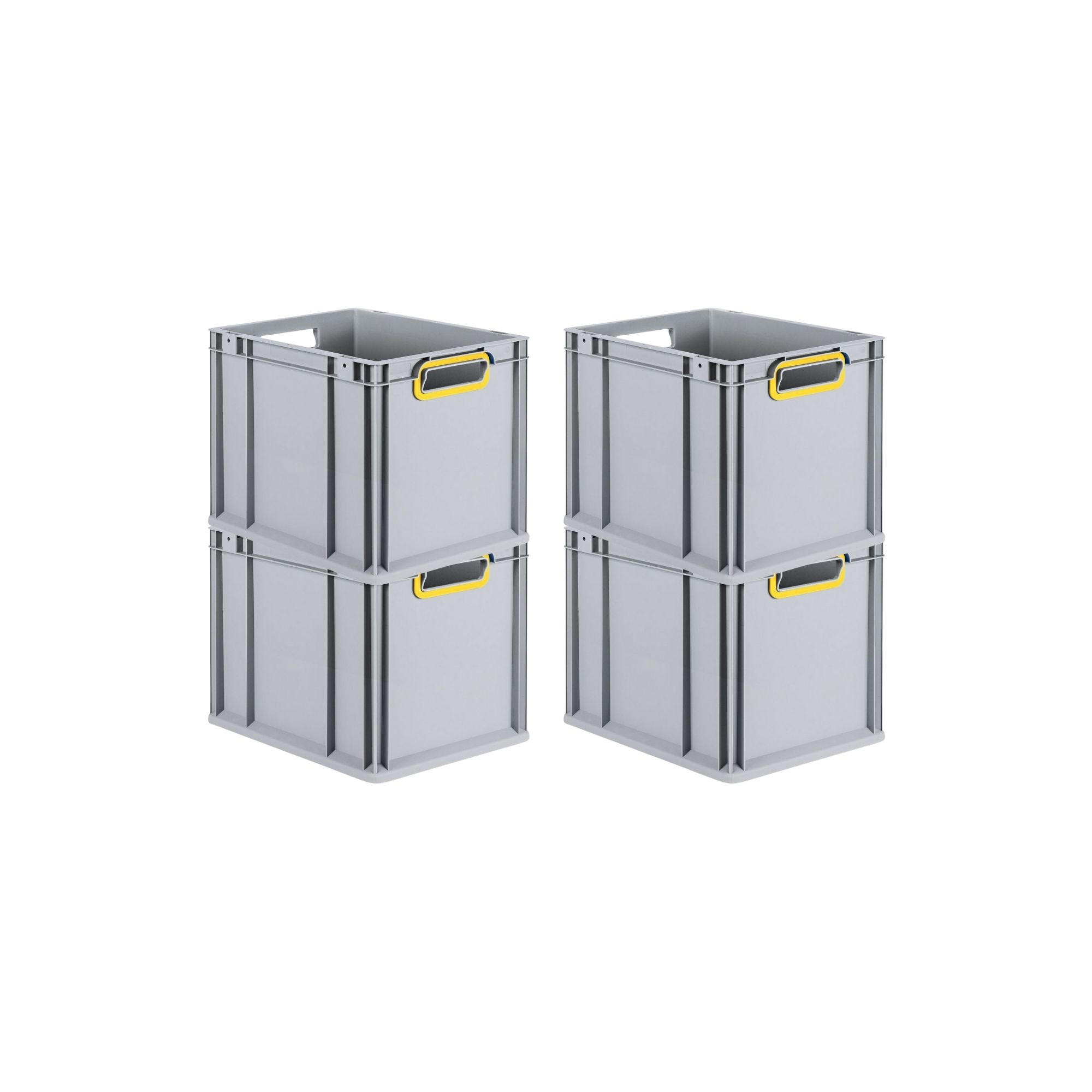 EUROBOX 4x Nextgen Color 32x30x40cm 30 Liter Griffe Gelb Offen - Gelb, Kunststoff (30/32/40cm) - PROREGAL