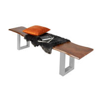 SITZBANK NOAH - Silberfarben/Braun, Holz/Metall (220/47/42cm) - SAM