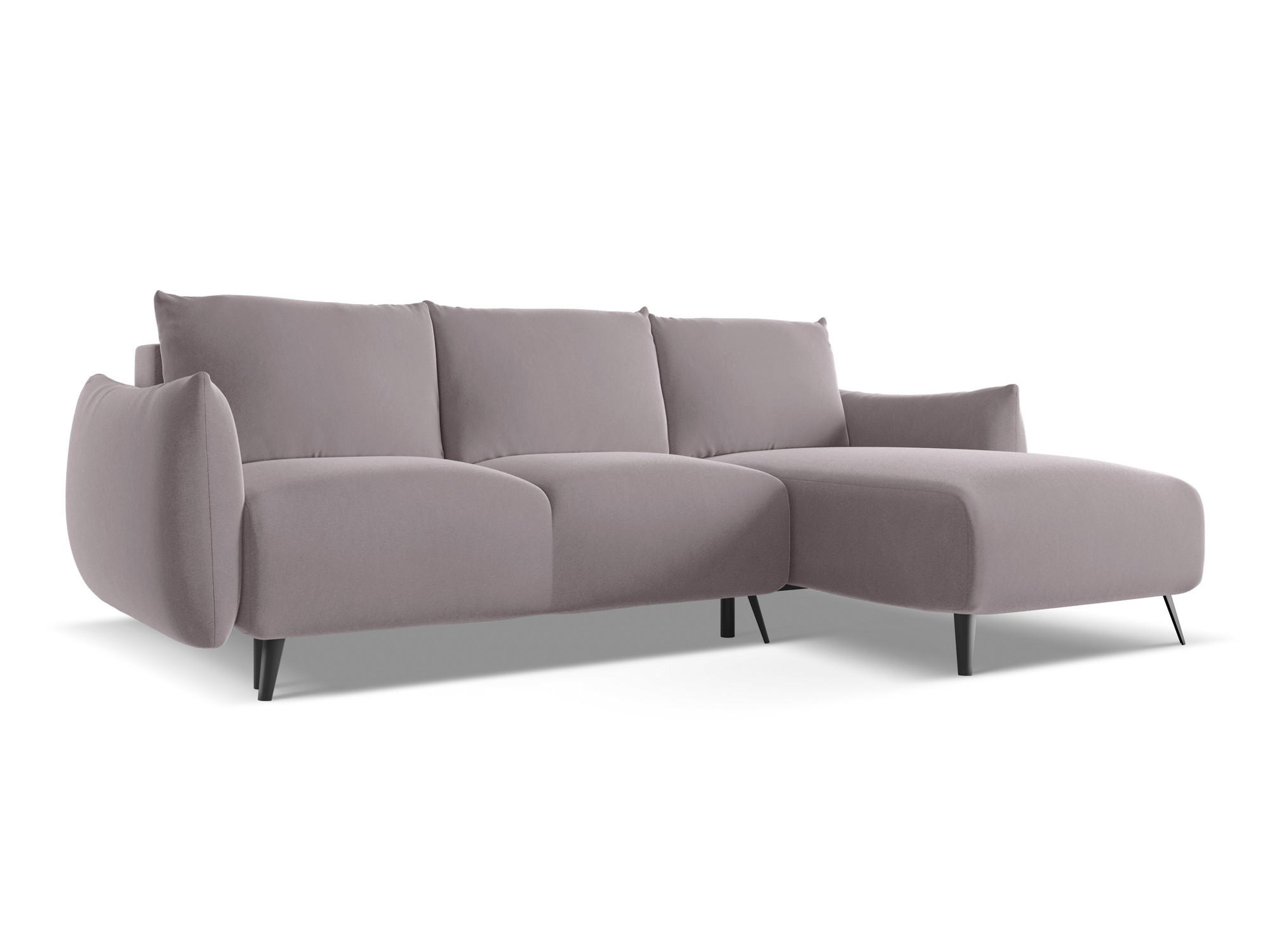 ECKSOFA mit Schlaffunktion Samt Stoff Violett - Lila/Flieder, Textil/Metall (242/162cm) - Makamii