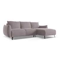 ECKSOFA mit Schlaffunktion Samt Stoff Violett - Lila/Flieder, Textil/Metall (242/162cm) - Makamii