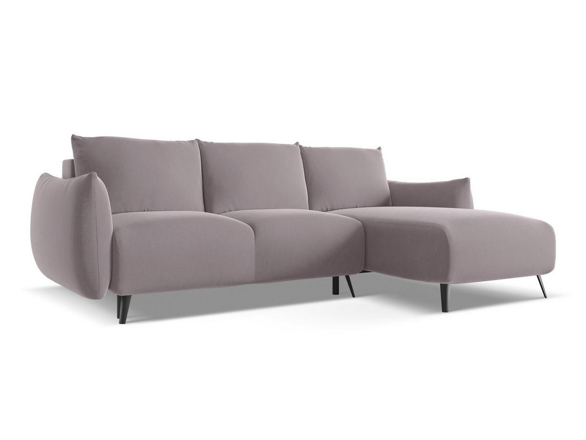 ECKSOFA mit Schlaffunktion Samt Stoff Violett - Lila/Flieder, Textil/Metall (242/162cm) - Makamii