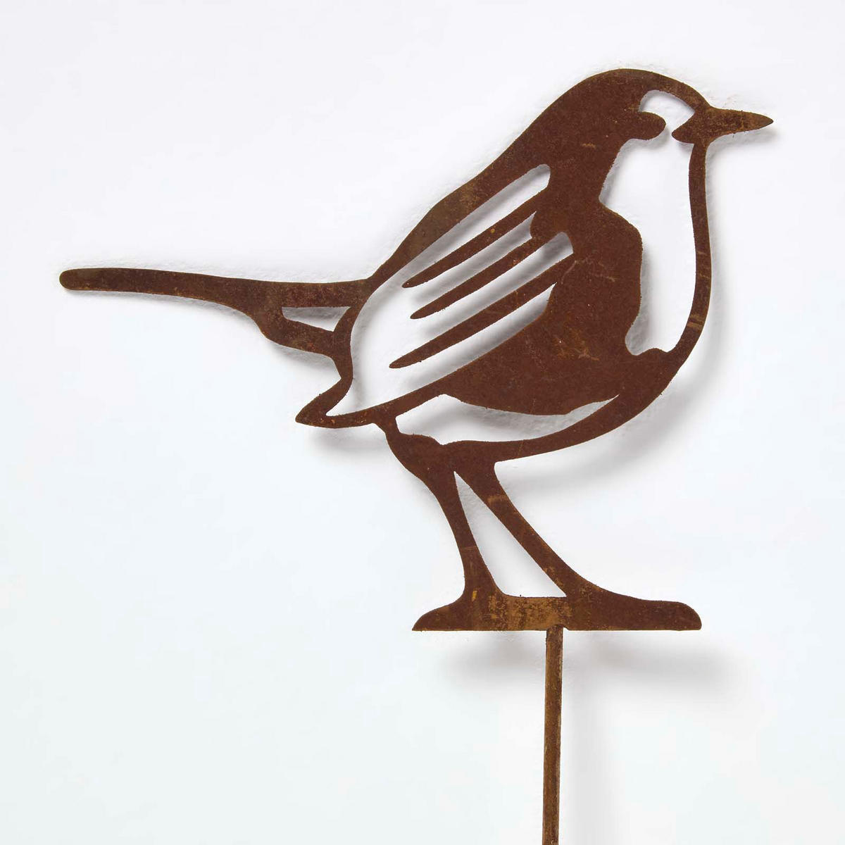 GARTENSTECKER Metall – Rostoptik Gartenfigur Rotkehlchen 2er-Set - Rotbraun, Metall (37cm) - Homescapes