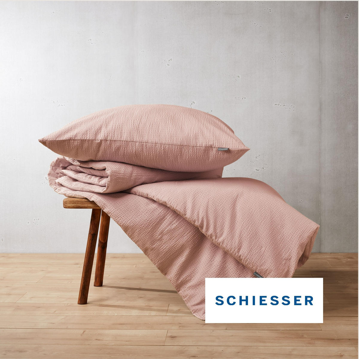 BETTWÄSCHESET Laura - Baumwoll Seersucker - 2-teilig - 135x200 cm - Hellrosa - Hellrosa, Textil (135/200cm) - SCHIESSER