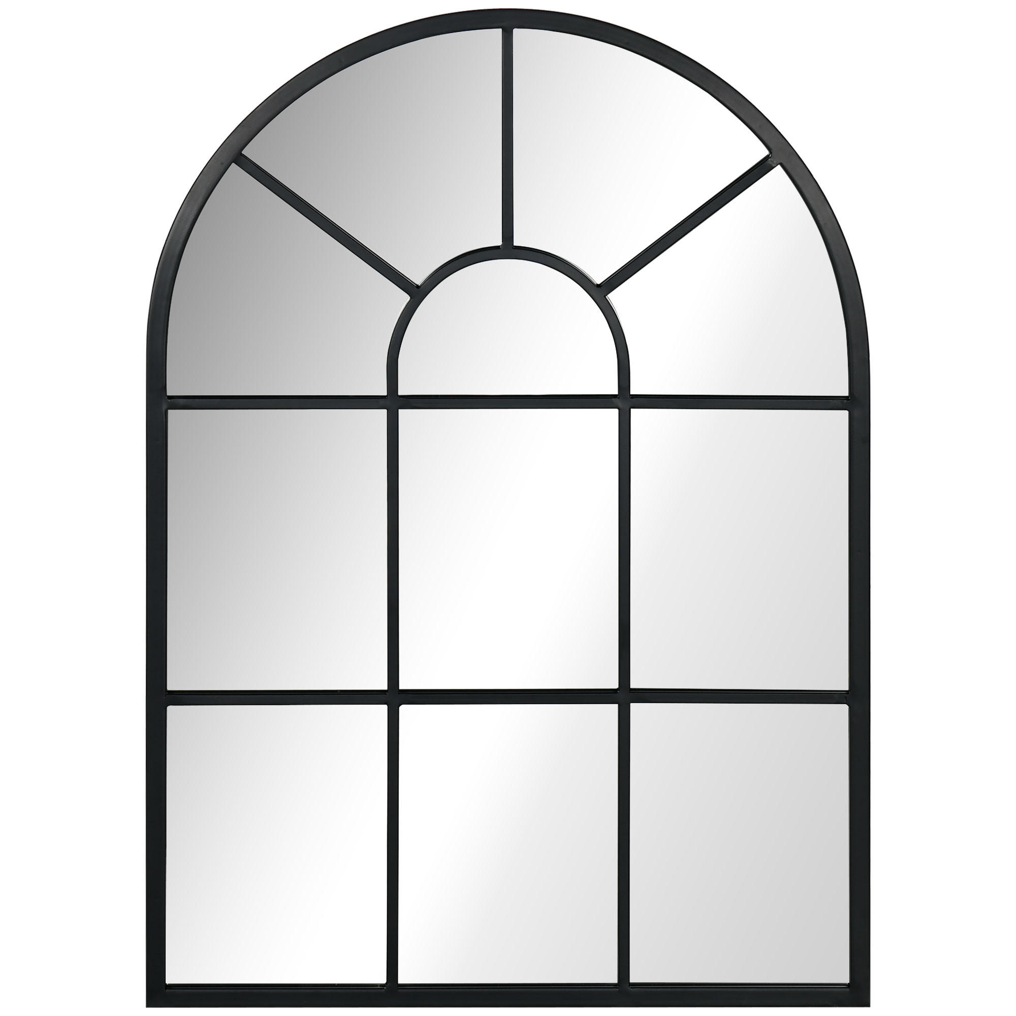 WANDSPIEGEL, Fensterspiegel, Dekorativ Spiegel mit Metallrahmen, Hängespiegel, Schwarz - Schwarz, Metall (2/50/70cm) - HOMCOM