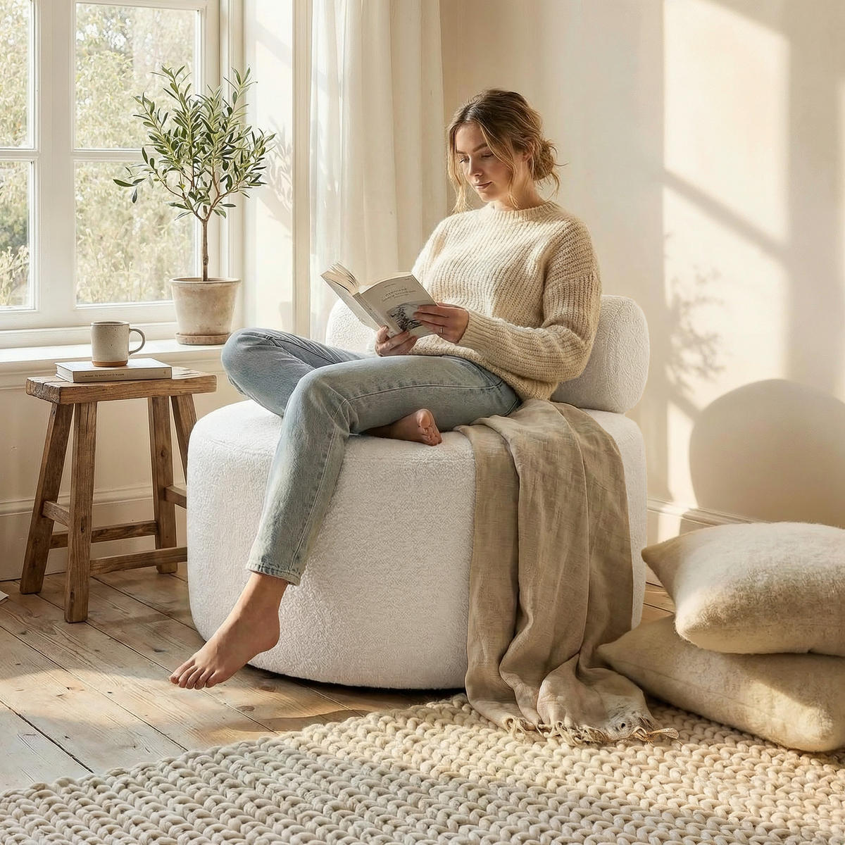 SESSEL CHERRY 90/78 cm, in Weiß - Weiß, Textil (90/78/90cm) - Idohome