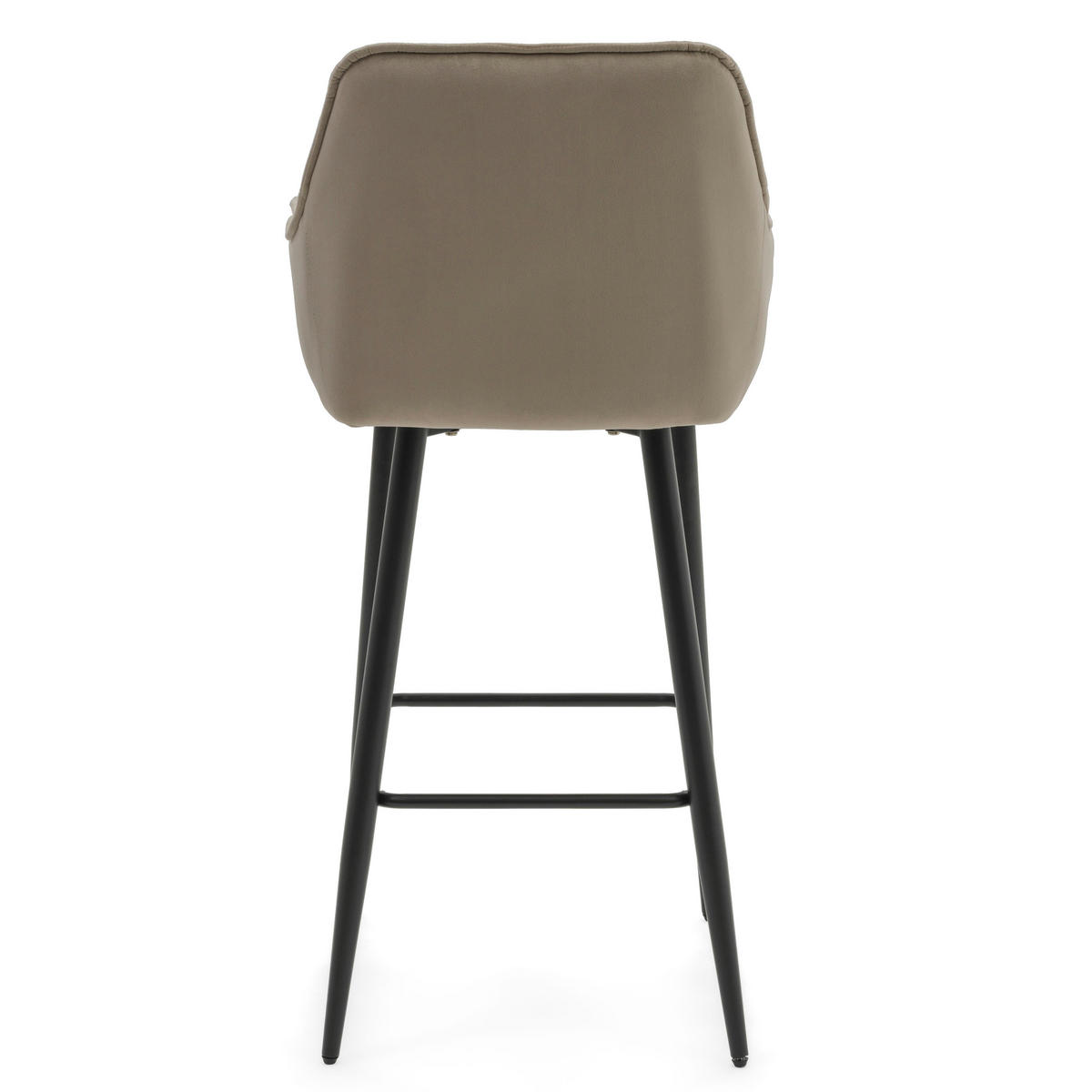 BARHOCKER SIENA gepolstert mit Steppung - dunkelbeige - Samt Velours - Hellbraun/Schwarz, Metall (53/107/52cm) - NEW HOME