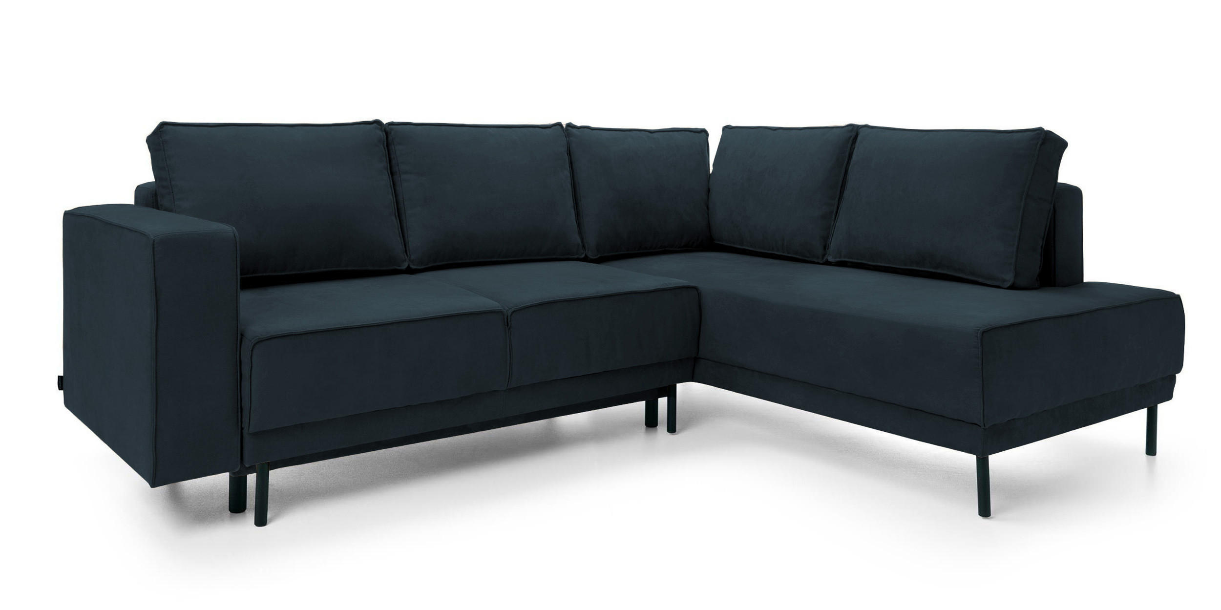 ECKSOFA Rodario Dunkelblau Velours - Schwarz/Dunkelblau, Textil/Metall (247/187cm) - Selsey