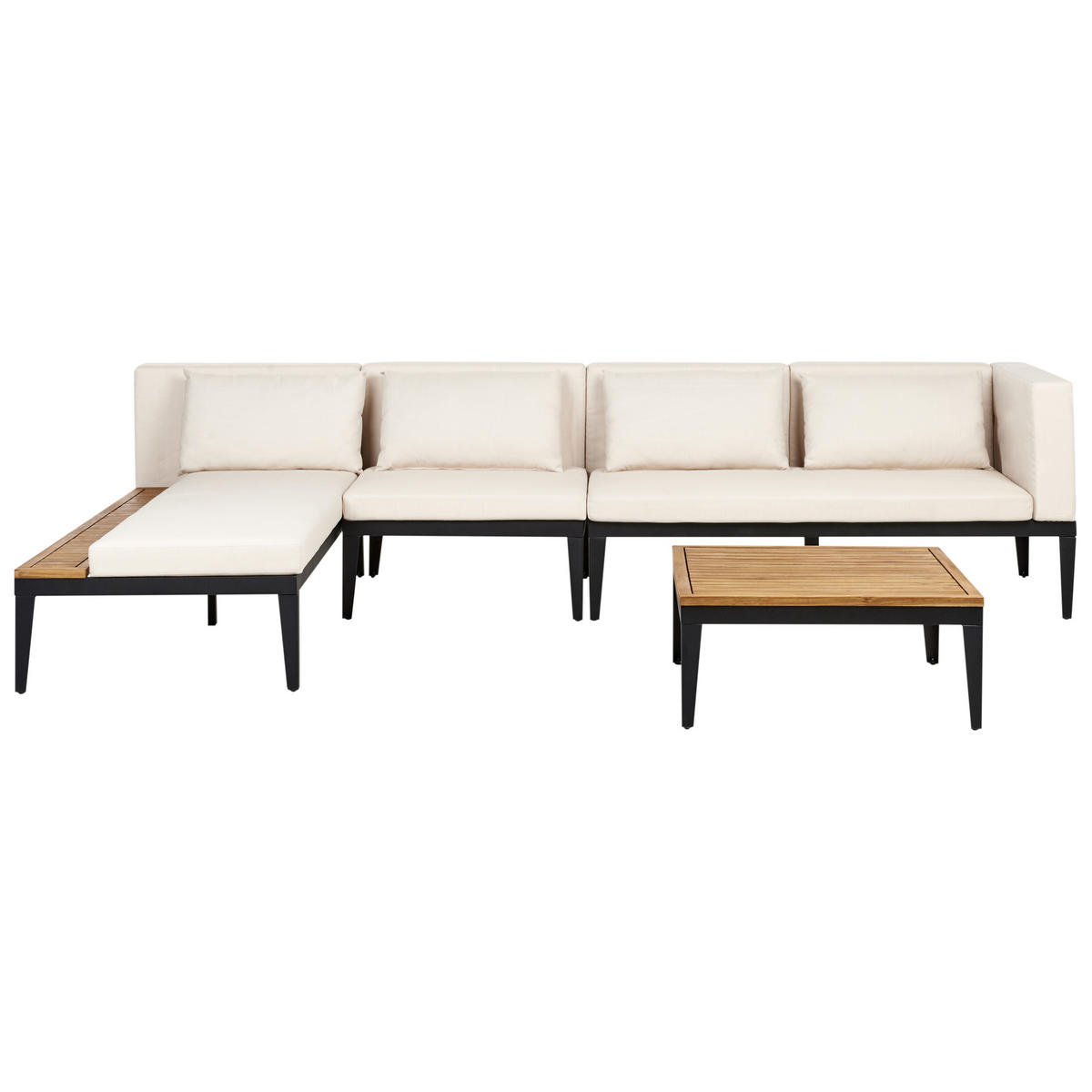 LOUNGE-SET 4-Sitzer Beige Bracciano - Hellbraun/Beige, Holz - Beliani