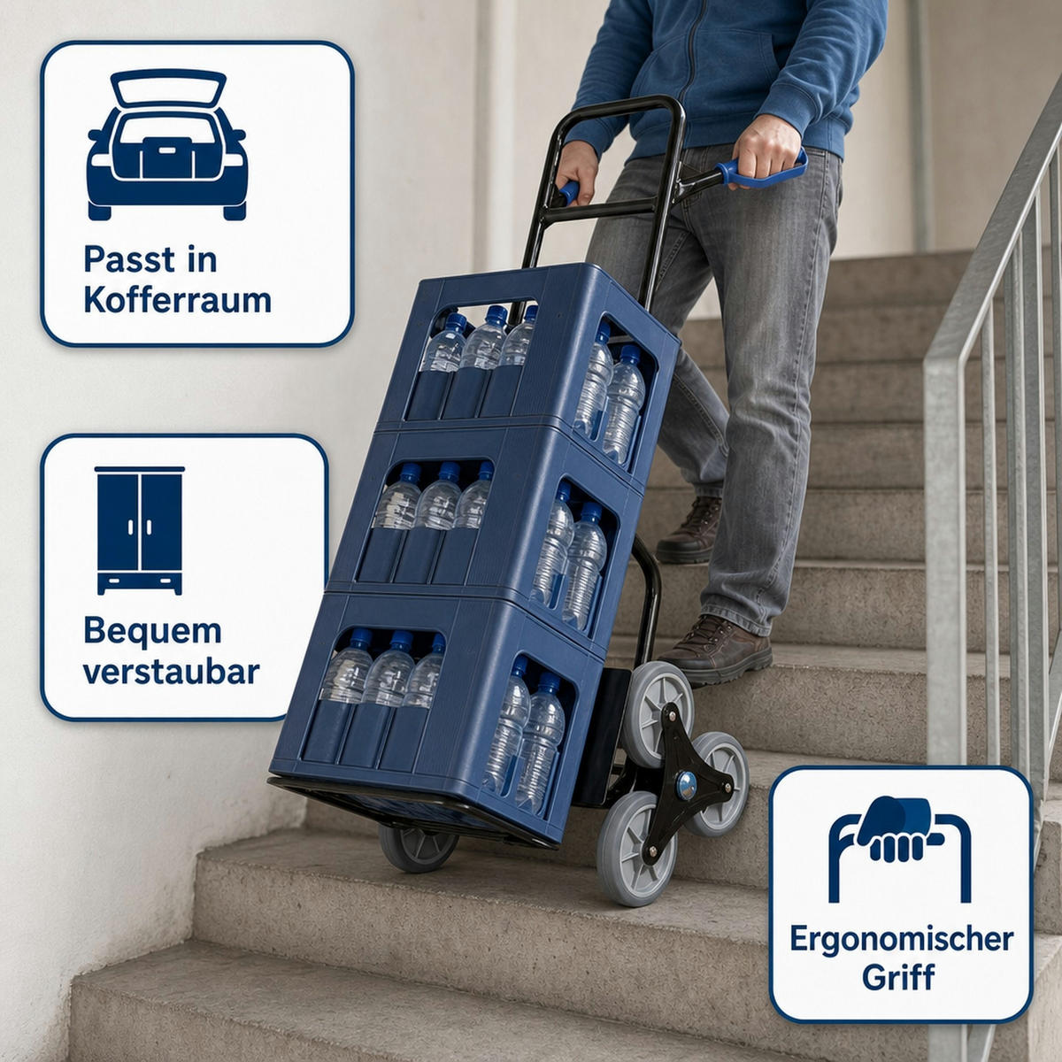 TREPPEN-SACKKARRE klappbar - Alufarben, Metall (110/47.5/60cm) - Westfalia