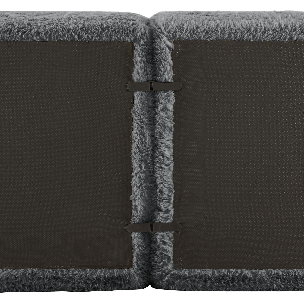 SOFA in Grau aus Plüsch, modular und rahmenlos mit Kissen - Grau, Textil (104/73/204cm) - Flora Grace