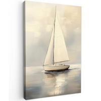 LEINWANDBILD Segelschiff - Meer - Bewölkt 60x90 cm - Creme, Textil (60/90cm) - MuchoWow
