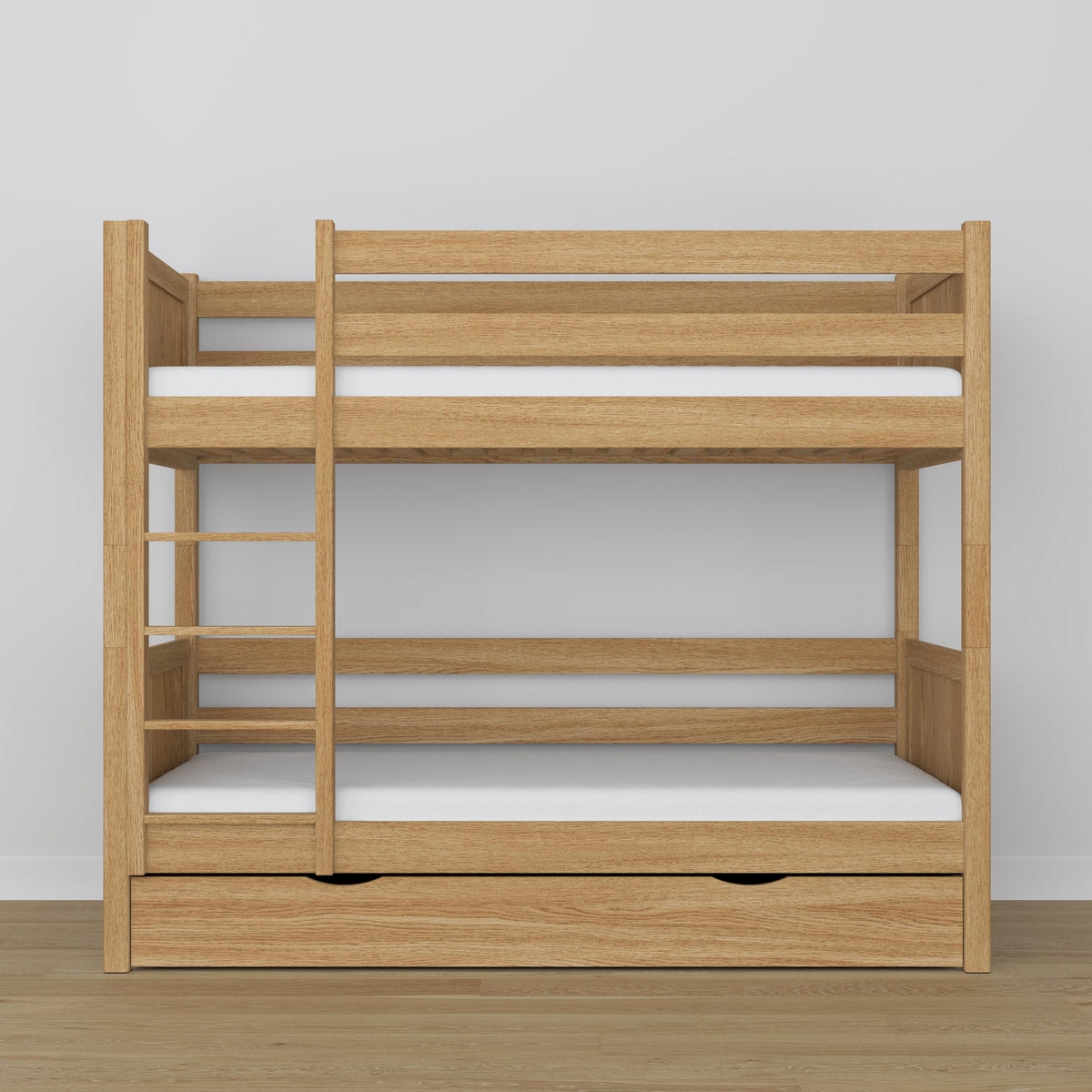 ETAGENBETT N02 mit Schublade Eiche Natur 120/190 - Eiche Artisan, Naturmaterialien/Holz (120/190cm) - N-Wood