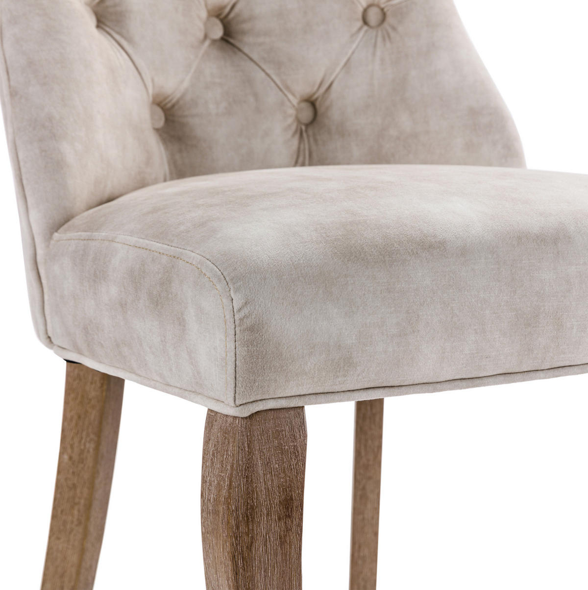 ESSZIMMERSTUHL mit Knopfsteppung 2er-Set Sitzbreite 51 cm Samt Hellbeige - Beige, Holz (51/97/51cm) - Meubliv