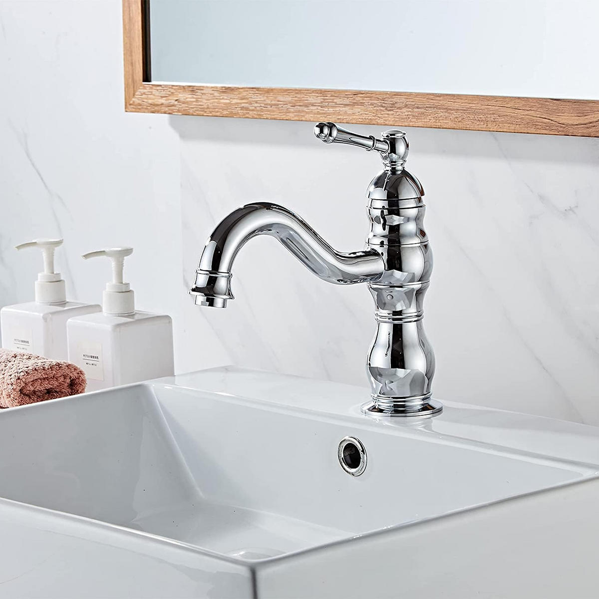 WASCHTISCHARMATUR, 360° schwenkbarer Waschtischhahn ,Warm- und Kaltwasser - Grau, Metall (24/20/6.2cm) - BELZ