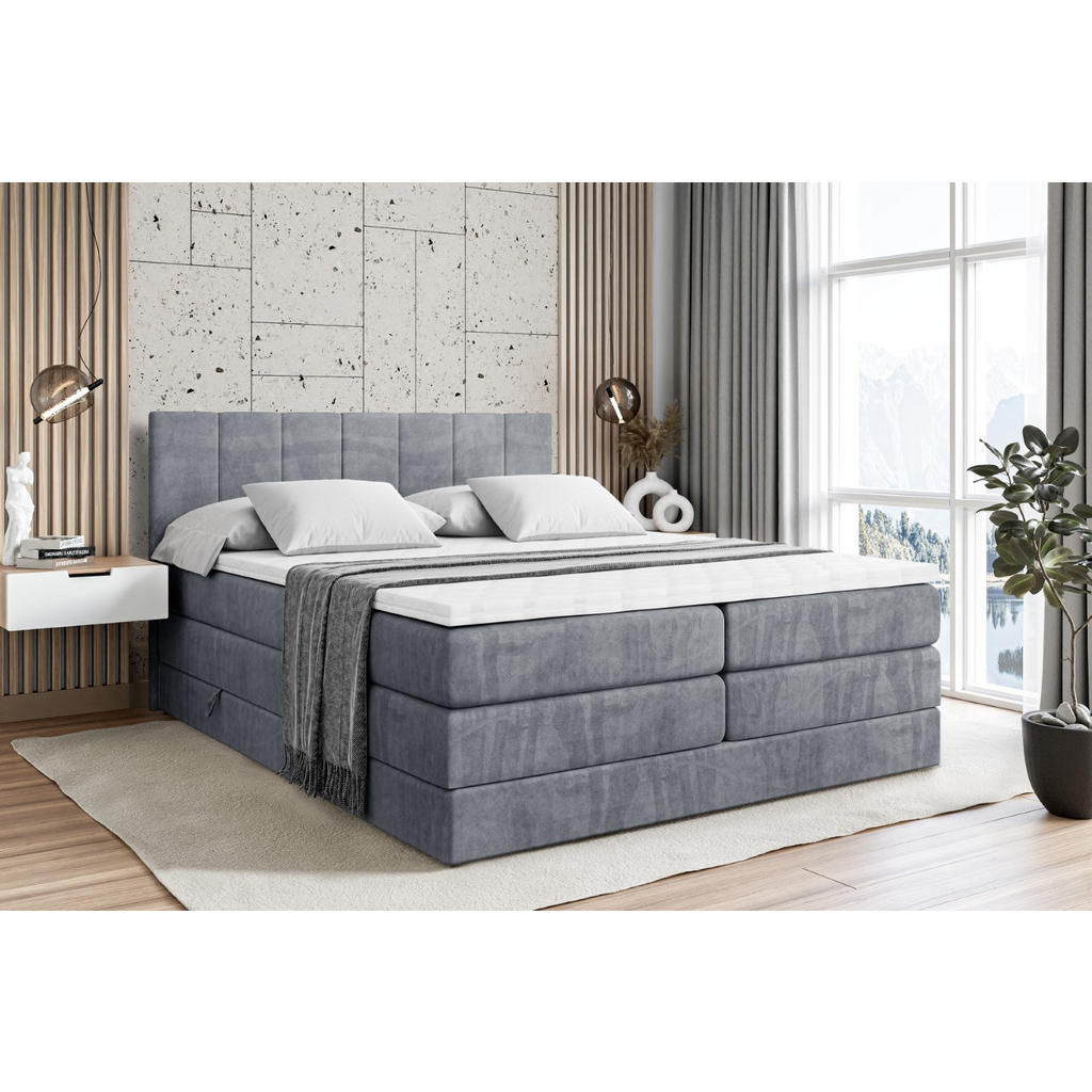 Thumbnail - Altdecor Boxspringbett, Grau, Holzwerkstoff, Höhe ca. 20 cm, 160x200 cm, Schlafzimmer, Betten, Boxspringbetten