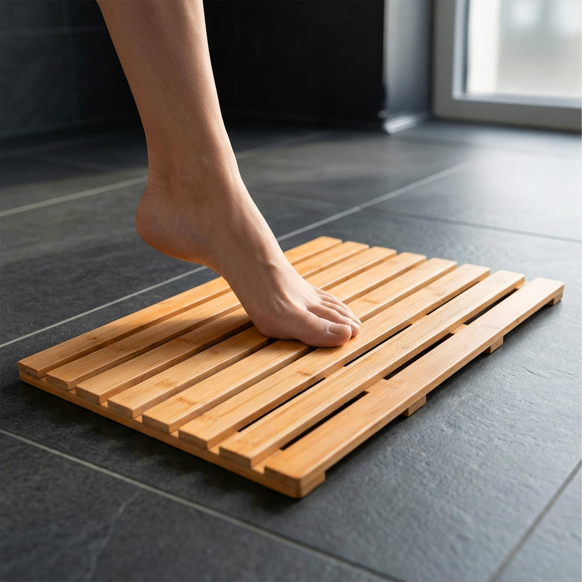 BAMBUSOVÁ předložka - světle hnědá, dřevo (60/37cm) - Relaxdays