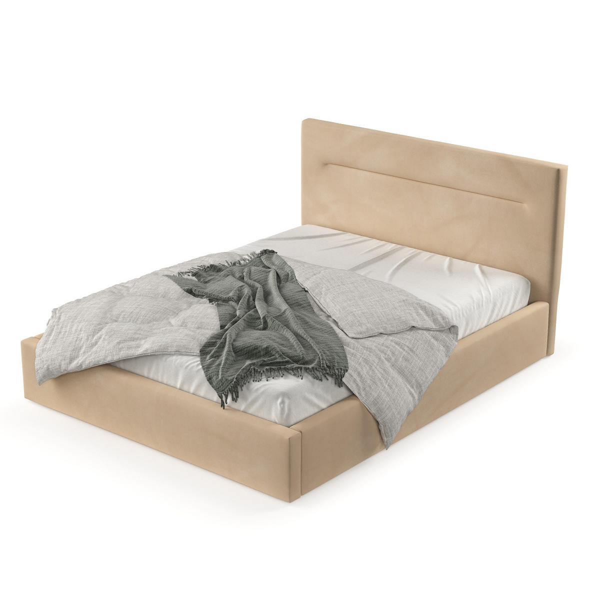 POLSTERBETT Liline 160/200 cm Beige im Kronos Stoff - Beige/Schwarz, Holz/Holzwerkstoff (160/200cm) - AltaBeds