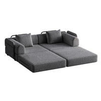 SCHLAFSOFA 2-in-1 mit Armlehnen-Ablagefach Chenille Grau 200/90/85 cm - Grau, Textil (181.6/49.5/94cm) - OKWISH
