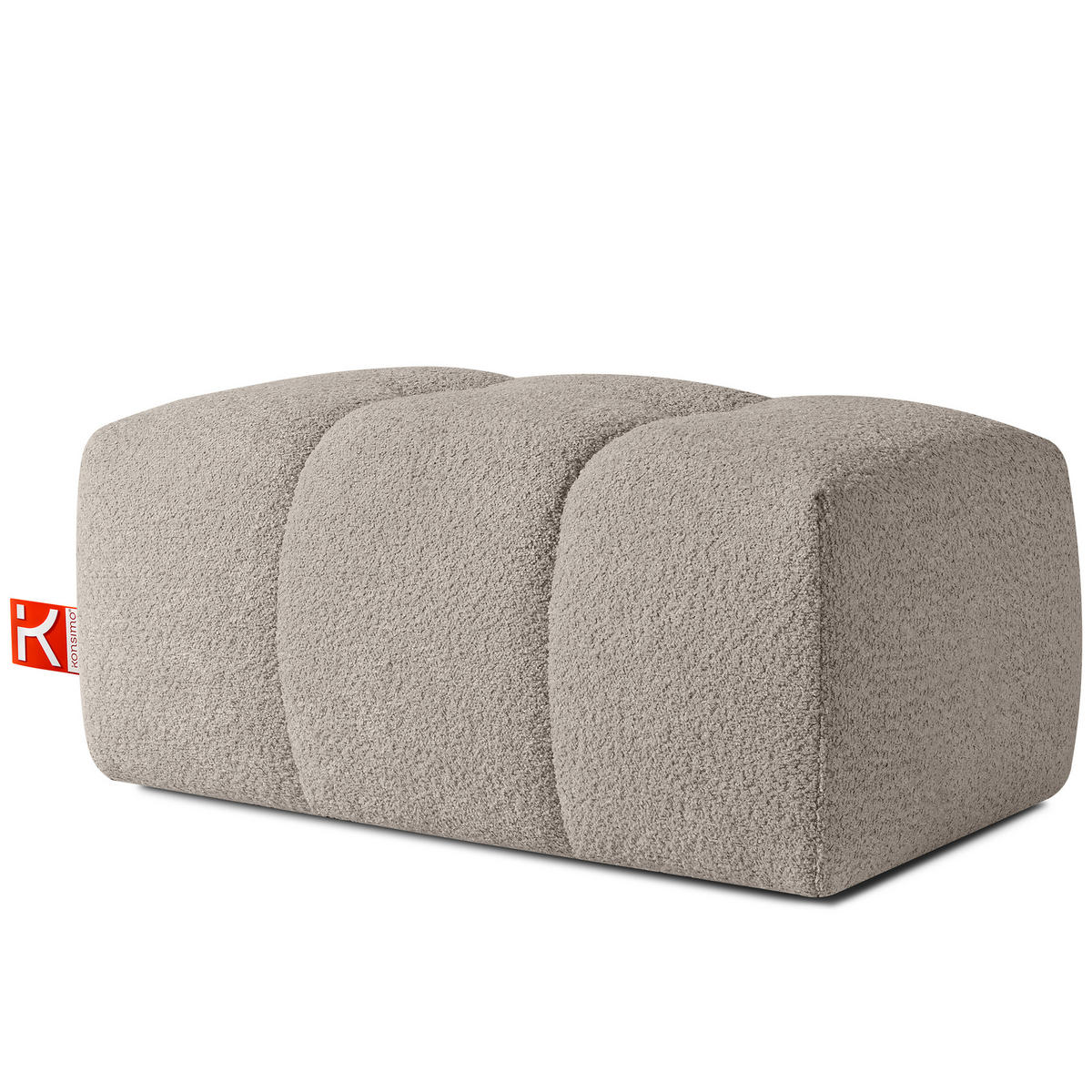 POUF RAVIA, Bouclé, Grau - Grau, Holz/Textil (96/45/50cm) - KONSIMO®