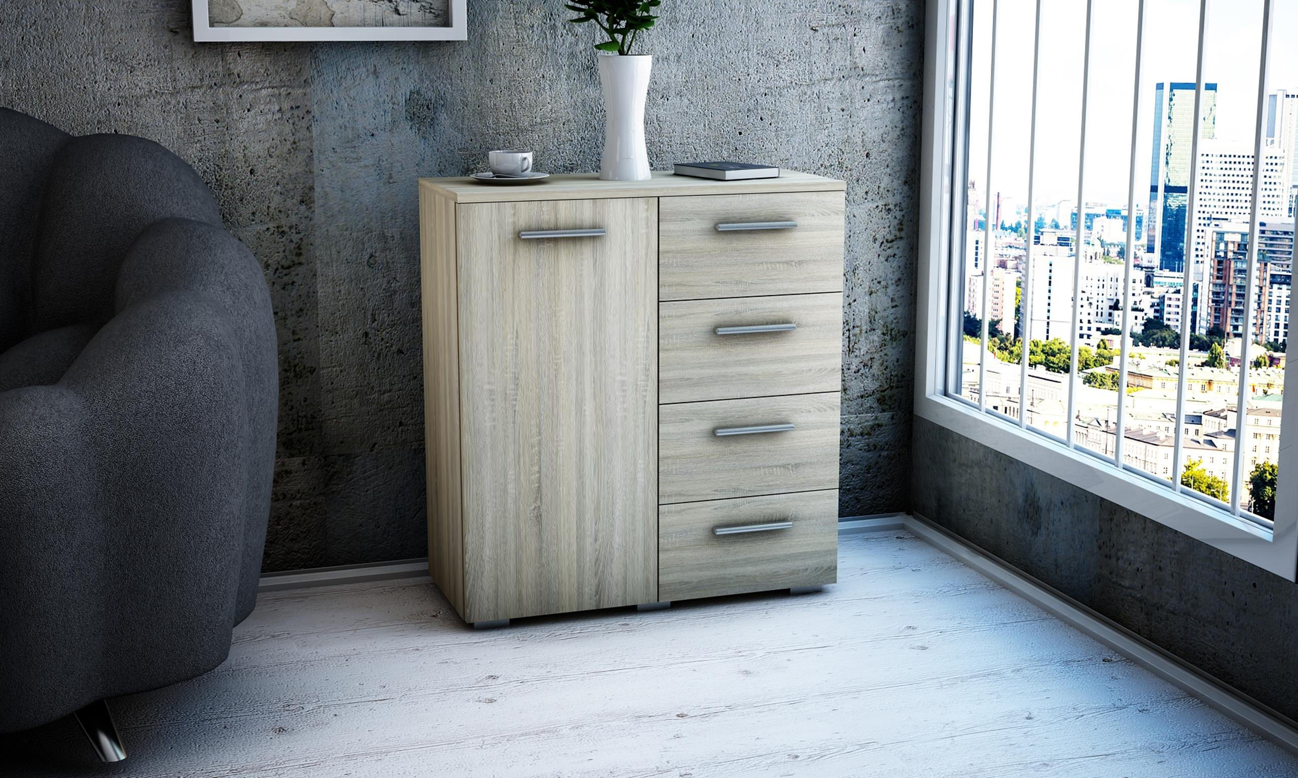 KOMMODE Helena 1D4S Sonoma Eiche 80/35/84,5 cm - Sonoma Eiche, Holzwerkstoff (80/84.5/35cm) - Matkam Möbel
