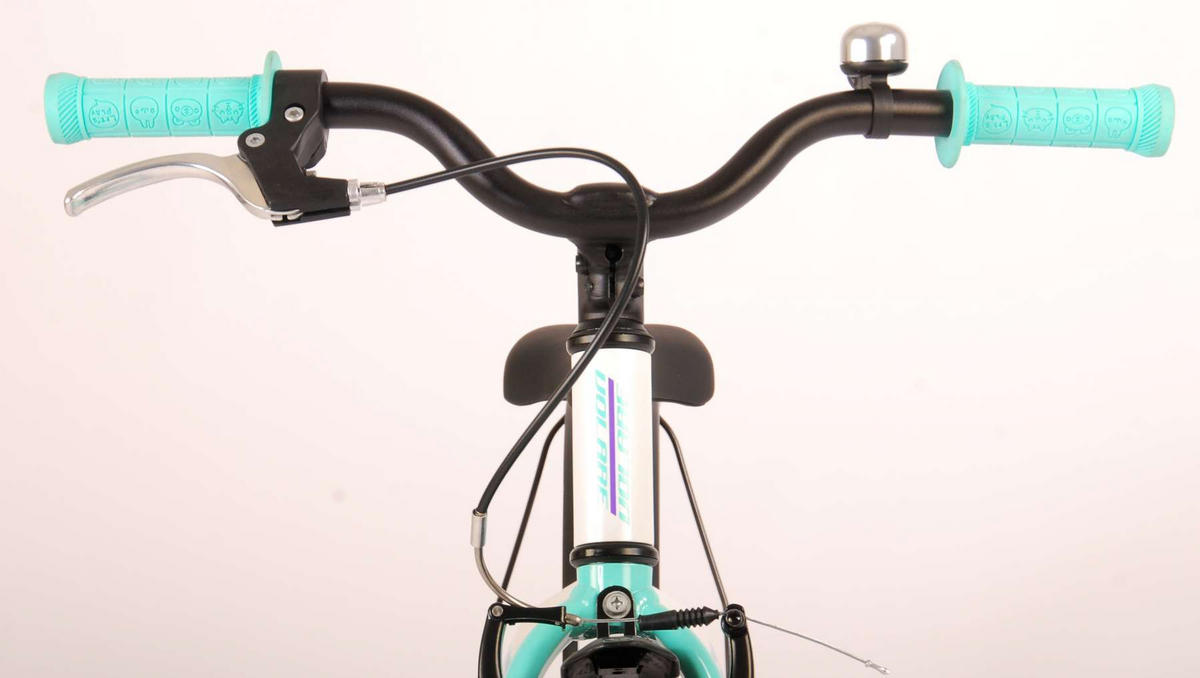 KINDERFAHRRAD Glamour - Mädchen - 16 Zoll - Rücktritt + Handbremse - Perlmutt Mintgrün - Weiß, Metall (56cm) - TPFSports