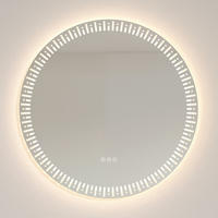 BADSPIEGEL Runder mit Beleuchtung mit Muster ф80 cm - Weiß, Glas (80/3/80cm) - EMKE