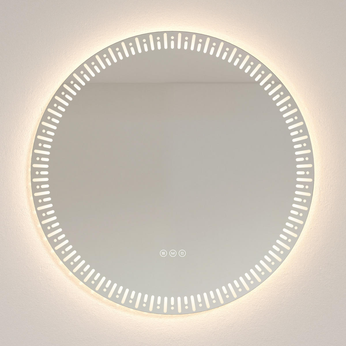 BADSPIEGEL Runder mit Beleuchtung mit Muster ф80 cm - Weiß, Glas (80/3/80cm) - EMKE