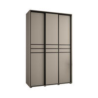 SCHWEBETÜRENSCHRANK 235,2/160/60 3-türig - Kaschmir/Schwarz, Holz/Metall (160/235.2/60cm) - MÖBEL KRYSPOL