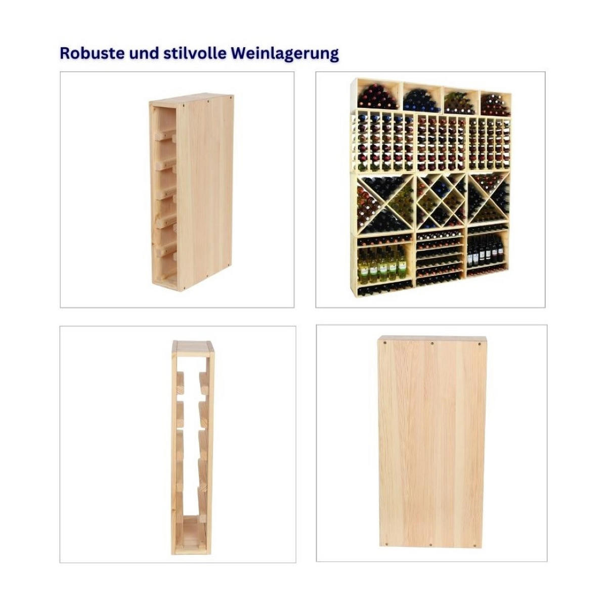 WEINREGAL Vincellar Mod 60x12x30 cm Schmal Modul Für 6 Flaschen Massives Kiefernholz Natur - Naturfarben, Holz (12/60/30cm) - PROREGAL