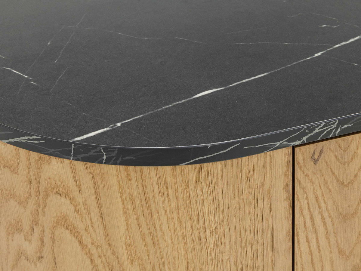 TV-LOWBOARD Lygrint 180 2D - Eichefarben/Goldfarben, Holzwerkstoff/Metall (184/45/40cm) - MIRJAN24