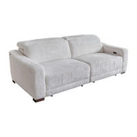 SOFA KIANA Cremeweiß Cord Relaxfunktion - Creme/Schwarz, Kunststoff/Textil (227/80/110cm) - KAWOLA