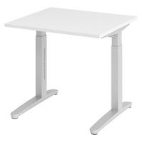SCHREIBTISCH Serie-XB 80/80/74 cm in Weiß/Silberfarben - Silberfarben/Weiß, Holzwerkstoff (80/80/74cm) - bümö