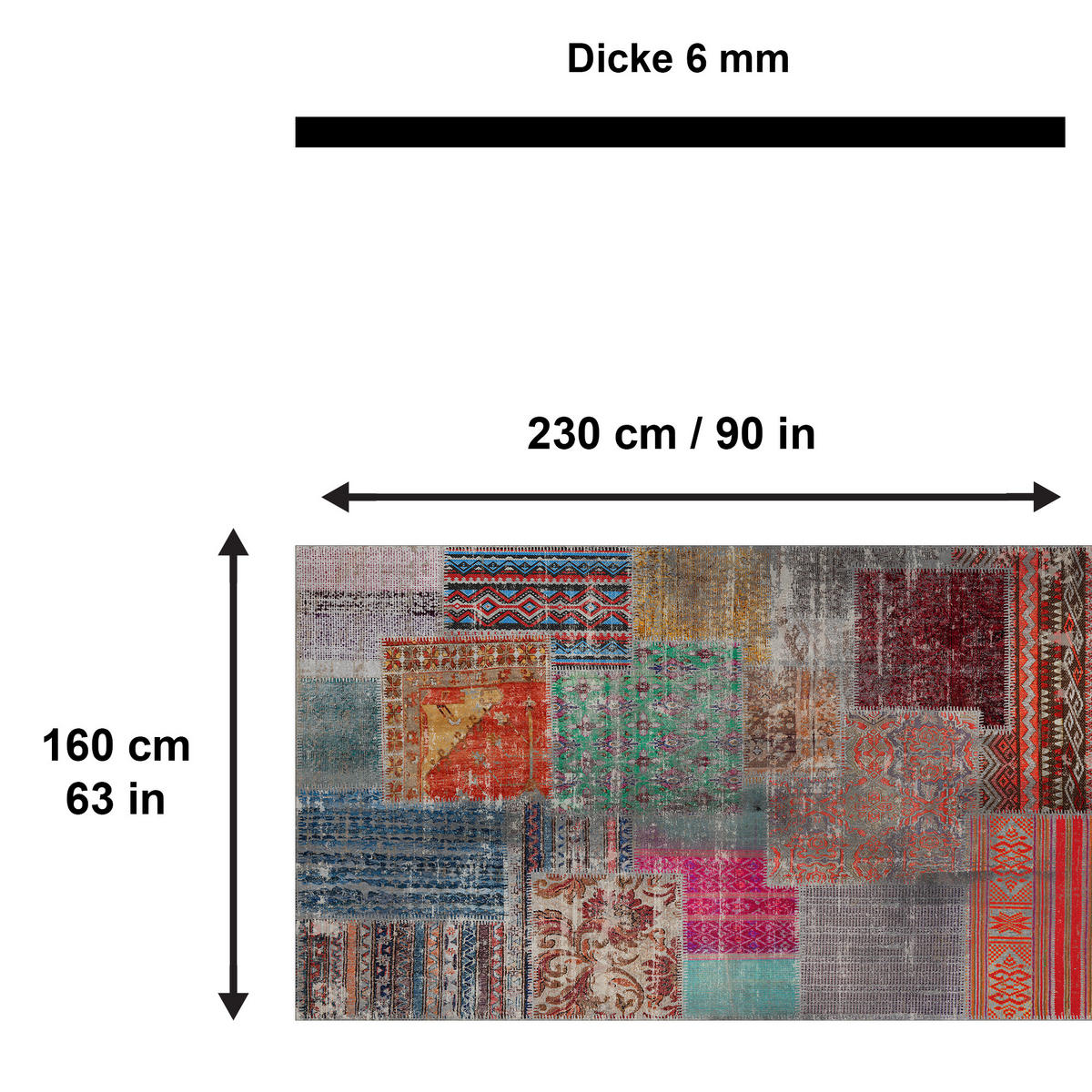TEPPICH Denise 160X230 cm - Multicolor, Textil (160/230cm) - Bamyum