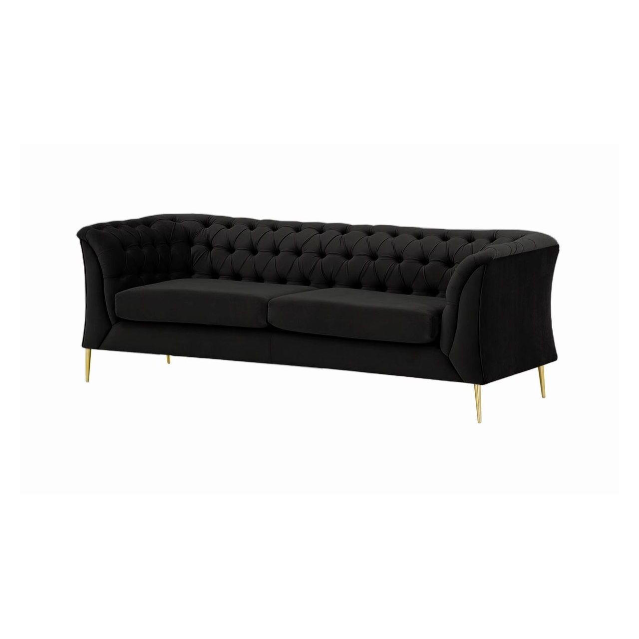 2,5-SITZER-SOFA Chesterfield Modern-Velluto 20 - Schwarz, Holz/Textil (209/74/80cm)