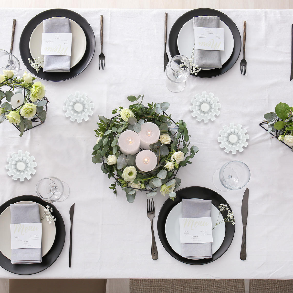 2xTEELICHTHALTER - Anthrazit, Metall (6cm) - Relaxdays