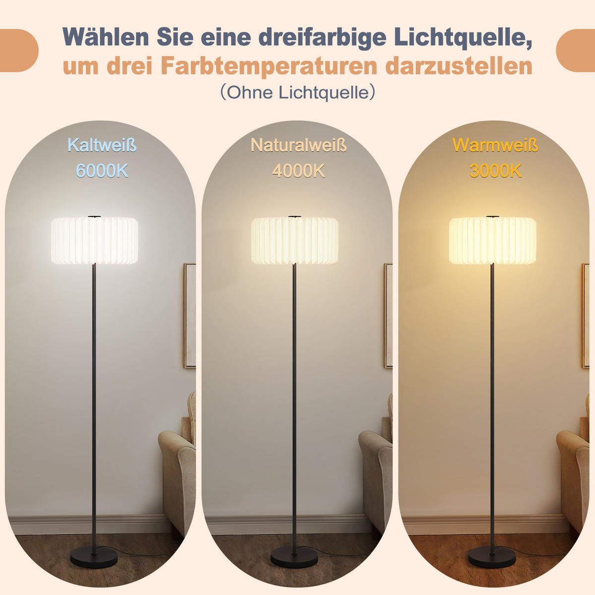 STEHLAMPE Glanzar 152.0/35.0/35.0 cm - Weiß, Karton (152/35/35cm) - ZMH