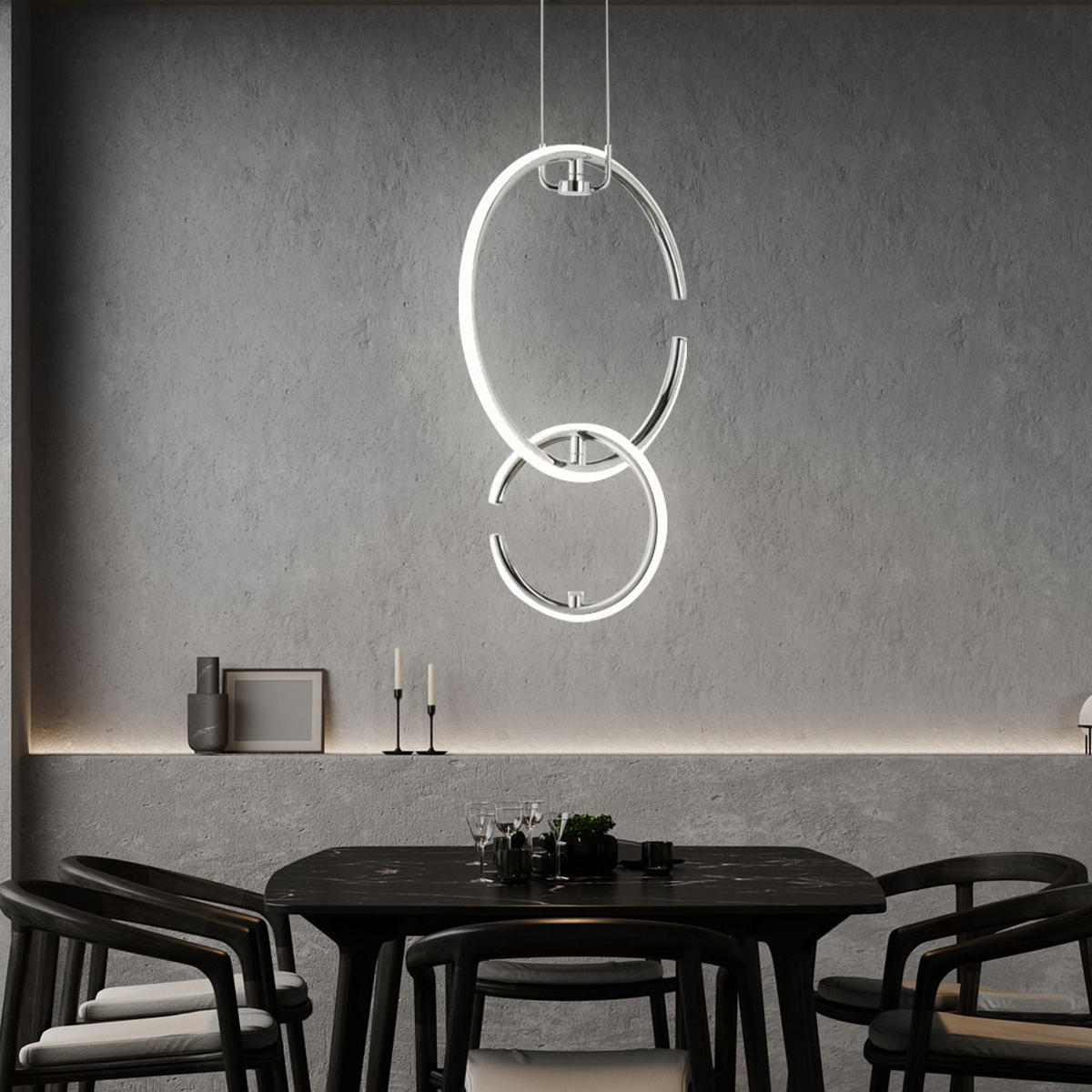 LED HÄNGELEUCHTE Ringe Silber Chrom - Silberfarben, Metall (35/21/230cm) - Wofi