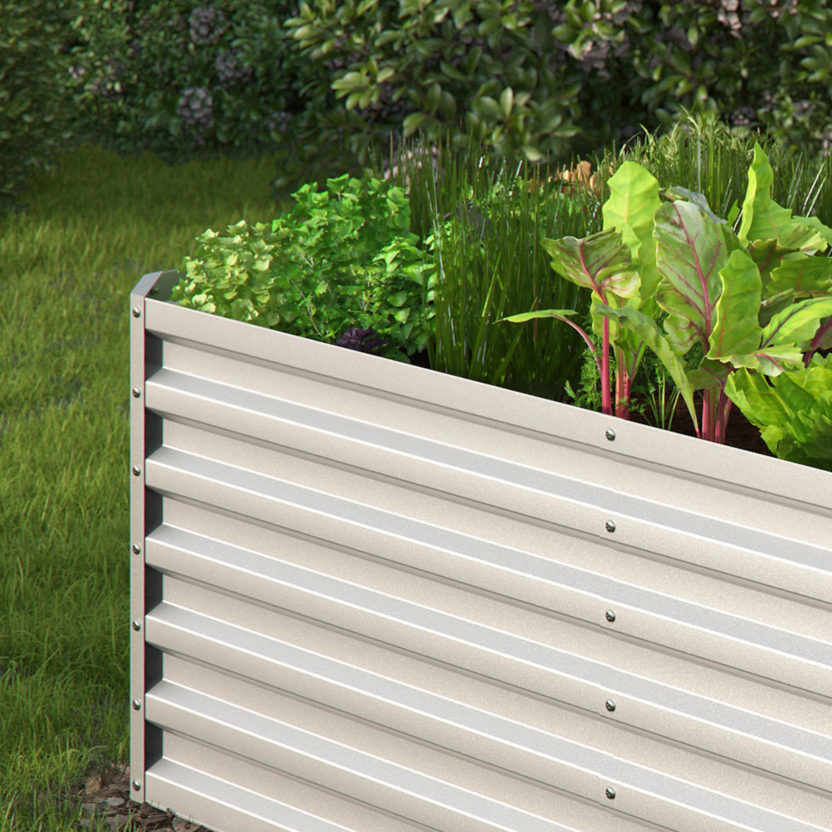 HOCHBEET Silber 180 x 60 cm - Silberfarben, Metall (180/90/60cm) - OK-Living