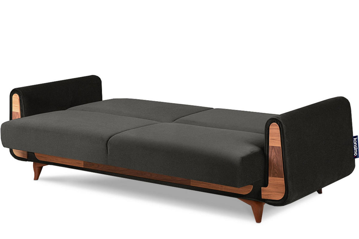 3-SITZER SCHLAFSOFA GUSTAVO mit Armlehnen, anthrazit - Anthrazit/Braun, Textil (230/98/98cm) - KONSIMO®