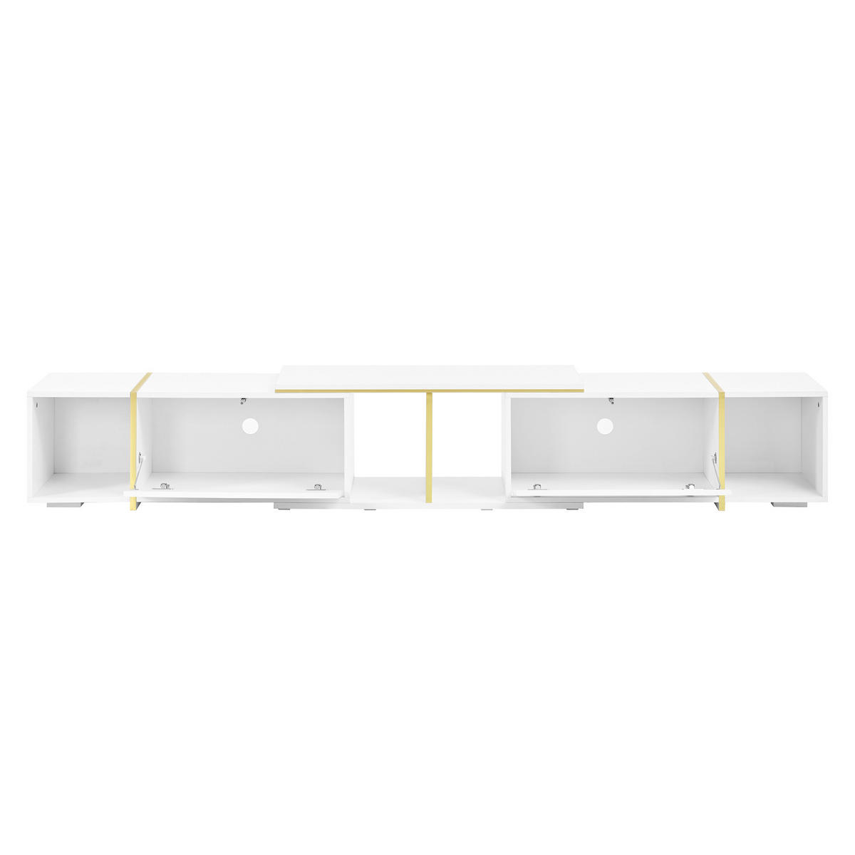 TV-LOWBOARD ausziehbar 275 x 35 x 37 cm, Spanplatte, Hochglanzfronten, Weiß - Weiß, Holzwerkstoff (275/37/35cm)