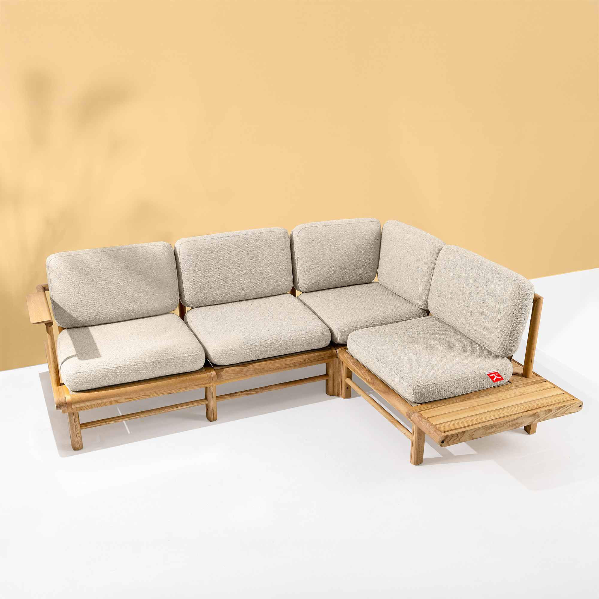 Thumbnail - Konsimo® Loungesofa, Creme, Holz, Textil, 230x74x175 cm, Loungemöbel, Gartensofas