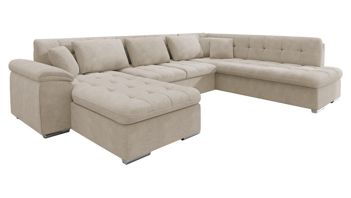 WOHNLANDSCHAFT Niko Bis, Seite: Links - Champagner, Holz/Textil (348/76/205cm) - MIRJAN24