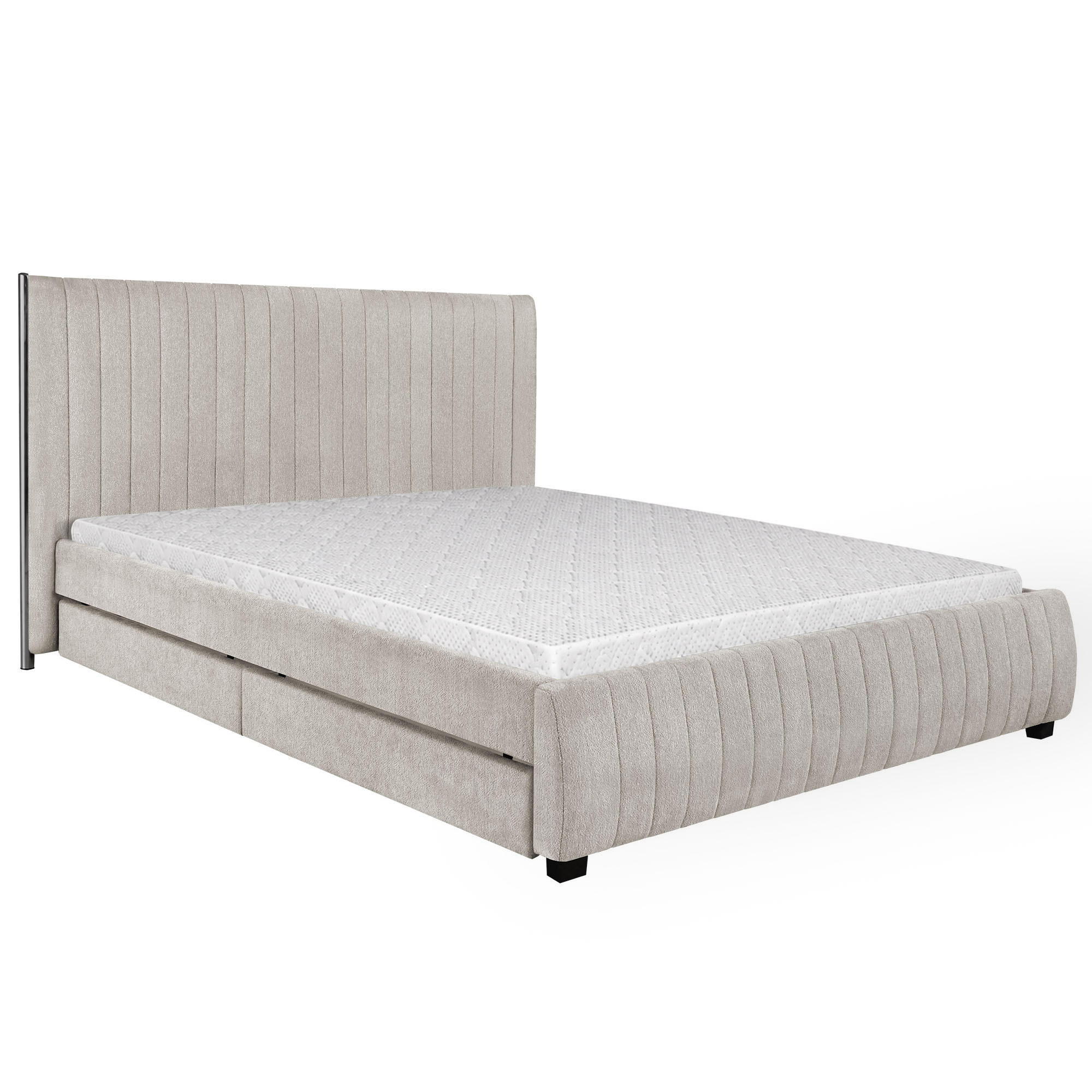Beautysofa ČALOUNĚNÁ POSTEL Calma s pěnovou matrací 10 cm, 2 úložnými zásuvkami, 160x200 cm, buklé látka, tmavě béžová