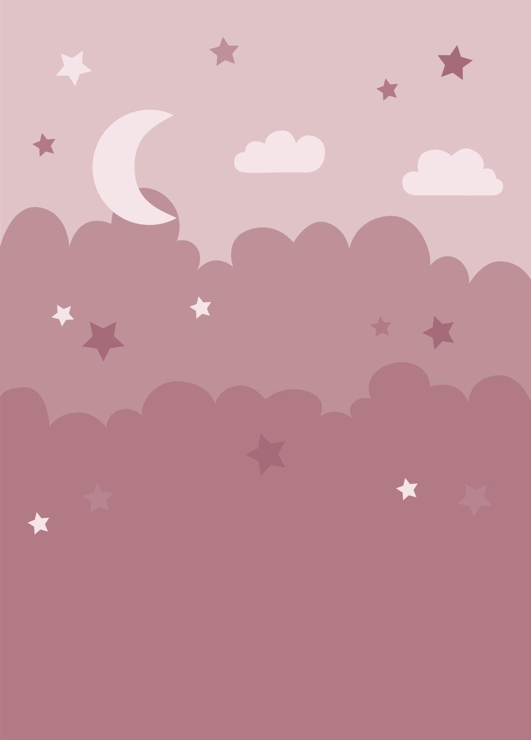 FOTOTAPETE Wolken und Sterne 2 x 2.79 m - Pink, Papier (200/279cm) - ESTAhome