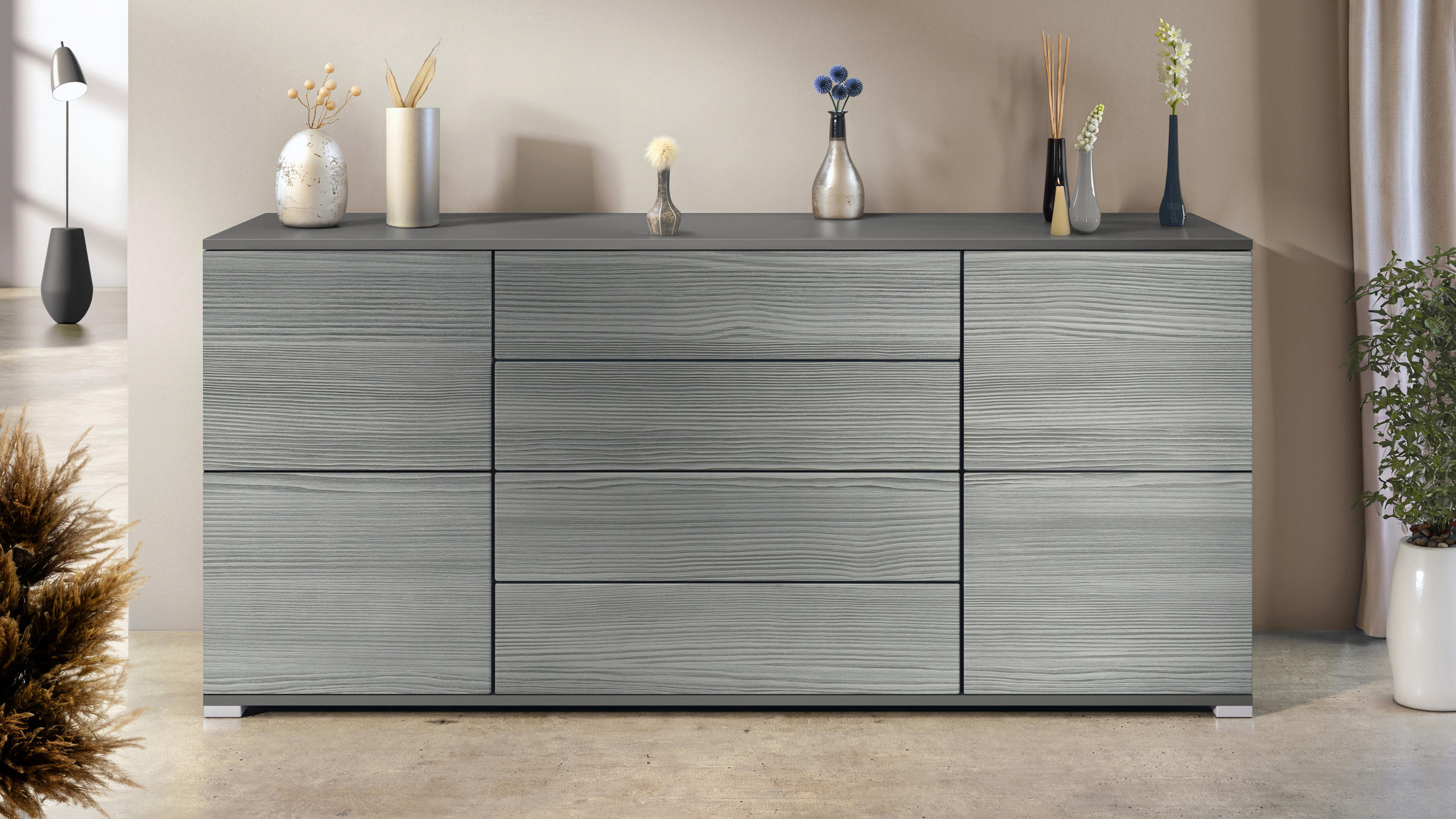 SIDEBOARD Rova Avola-Anthrazit - Anthrazit, Holzwerkstoff (166.5/75.5/35cm) - Vladon