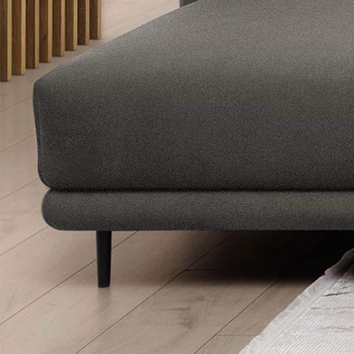ECKSOFA mit Schlaffunktion und Bettkasten, Loco-Stoff - Schwarz/Grau, Textil/Metall (289/190cm) - Eltap