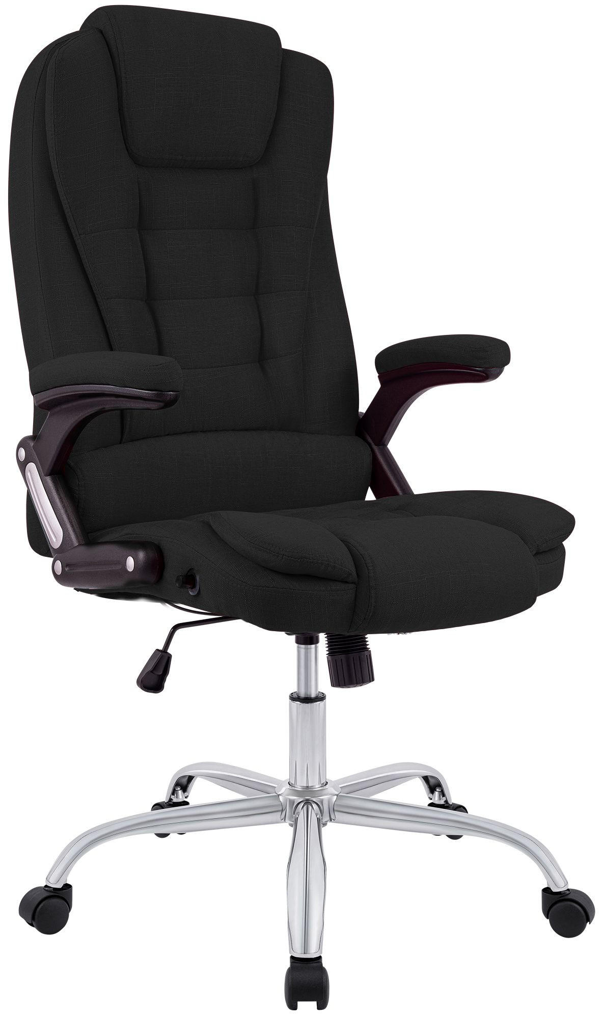 CHEFSESSEL Stoff Schwarz - Chromfarben/Schwarz, Textil/Metall (69.5/113/78cm) - CLP