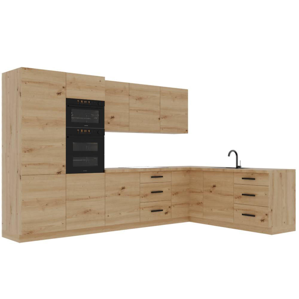 WINKELKÜCHE 330 cm - Langen K100-M330 - in Artisan Eiche - Eiche Artisan, Holz (330/212/210cm)